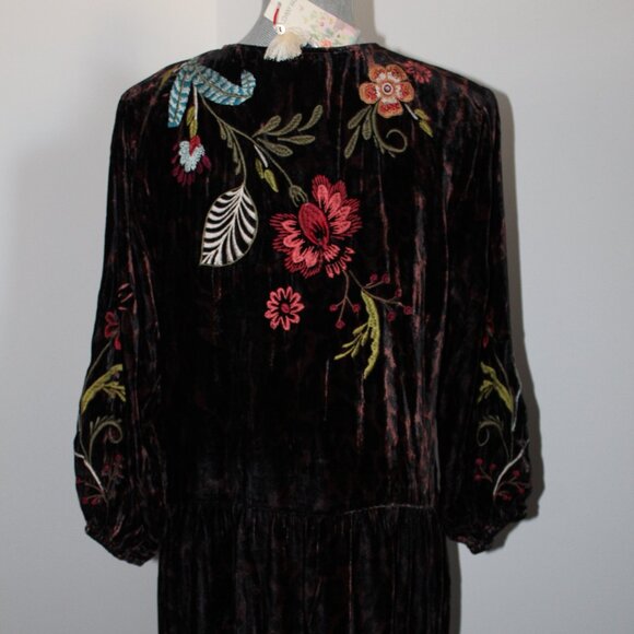 NWT Johnny Was Workshop JWLA Biya Embroidered Velvet Isabella Tiered Dress - Picture 8 of 10